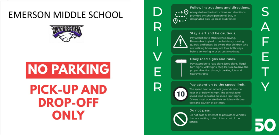 Emerson No Parking-Drop Off Only, Driver Safety Tips