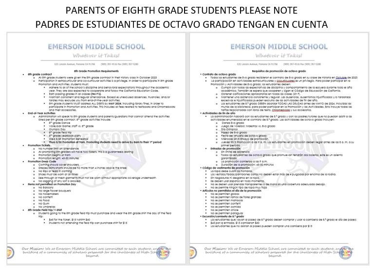 Grade 8 Parent End-Of-Year Info Eng&Span